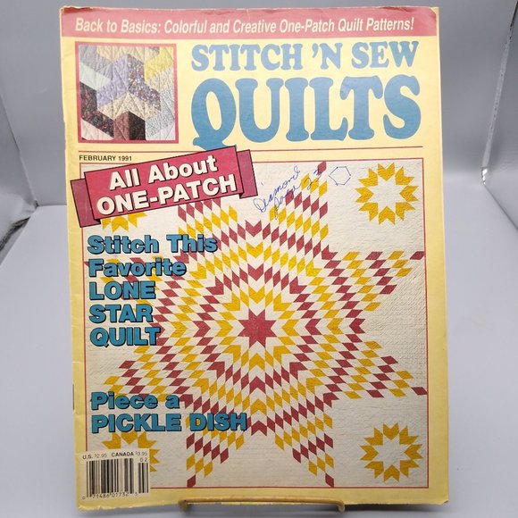 Vintage Craft Patterns, Stitch N Sew Quilts Magazine, February 1991 One Patch - Picture 1 of 2